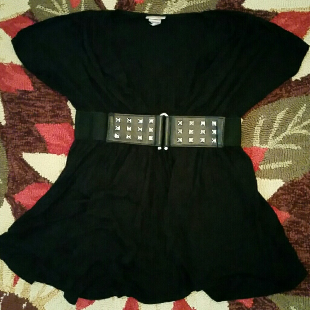 “Pretty Good” brand Black  open neck blouse